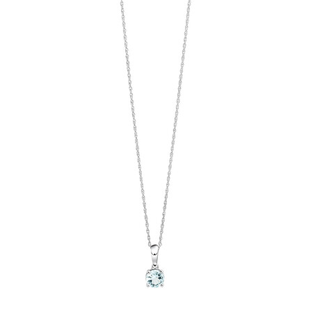 5mm Pendant with Aquamarine in 10kt White Gold
