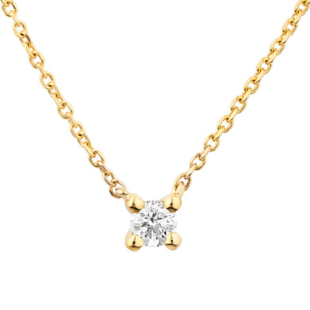 Mini Solitaire Necklace with Diamond in 10ct Yellow Gold Mini Solitaire Necklace with Diamond in 10ct Yellow Gold