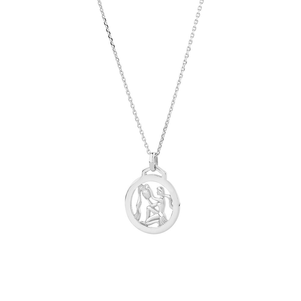Aquarius Zodiac Pendant in Sterling Silver