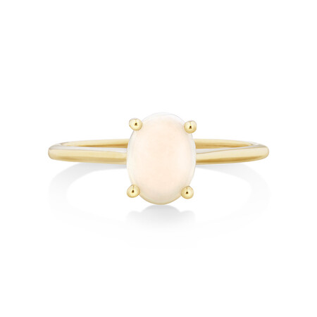 Ring with Natural White Opal in 10ct Yellow Gold Ring with Natural White Opal in 10ct Yellow Gold