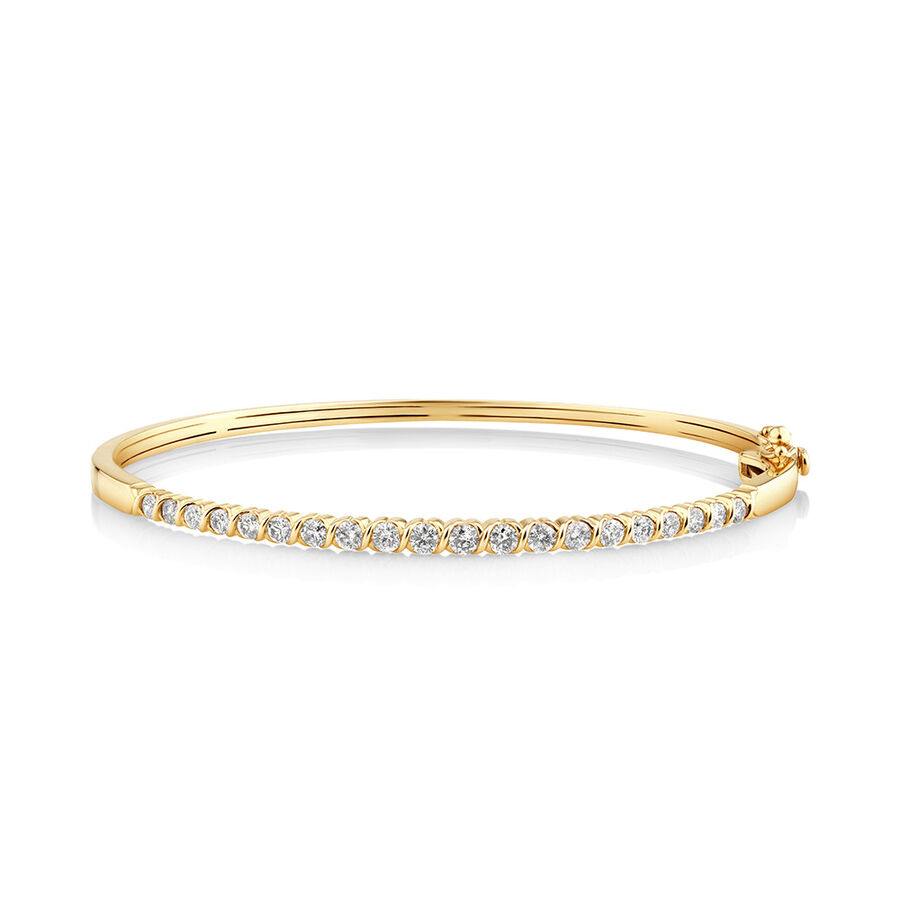 Oval Bangle with 1 Carat of TW Diamonds in 10ct Yellow Gold