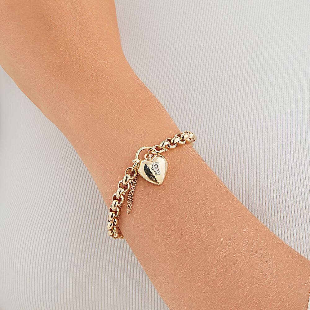 Diamond Set Belcher Bracelet in 10ct Yellow Gold