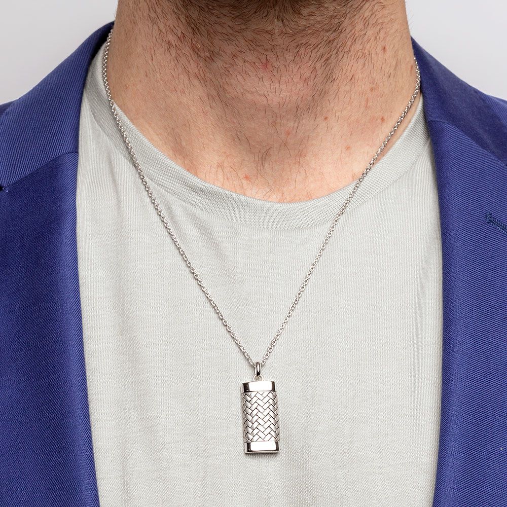 Men's Patterned Pendant In Sterling Silver