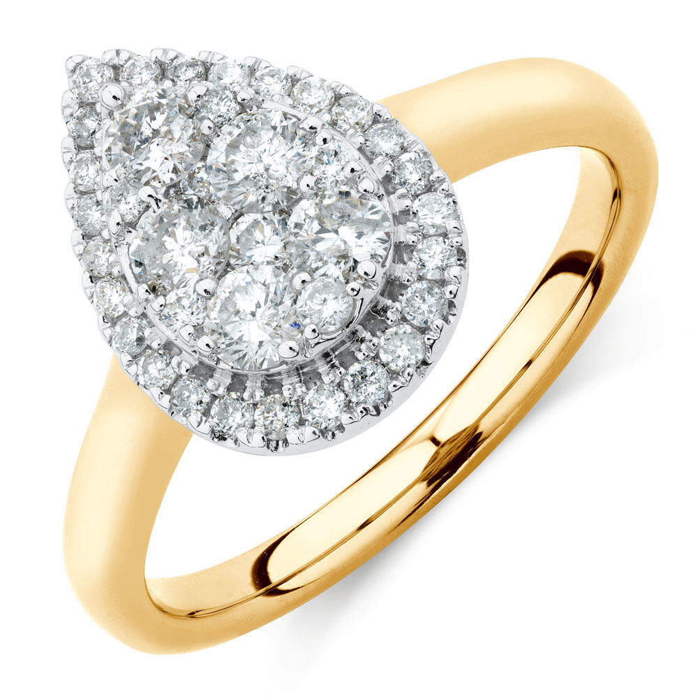 Engagement Ring with 3/4 Carat TW of Diamonds in 10ct Yellow & White Gold