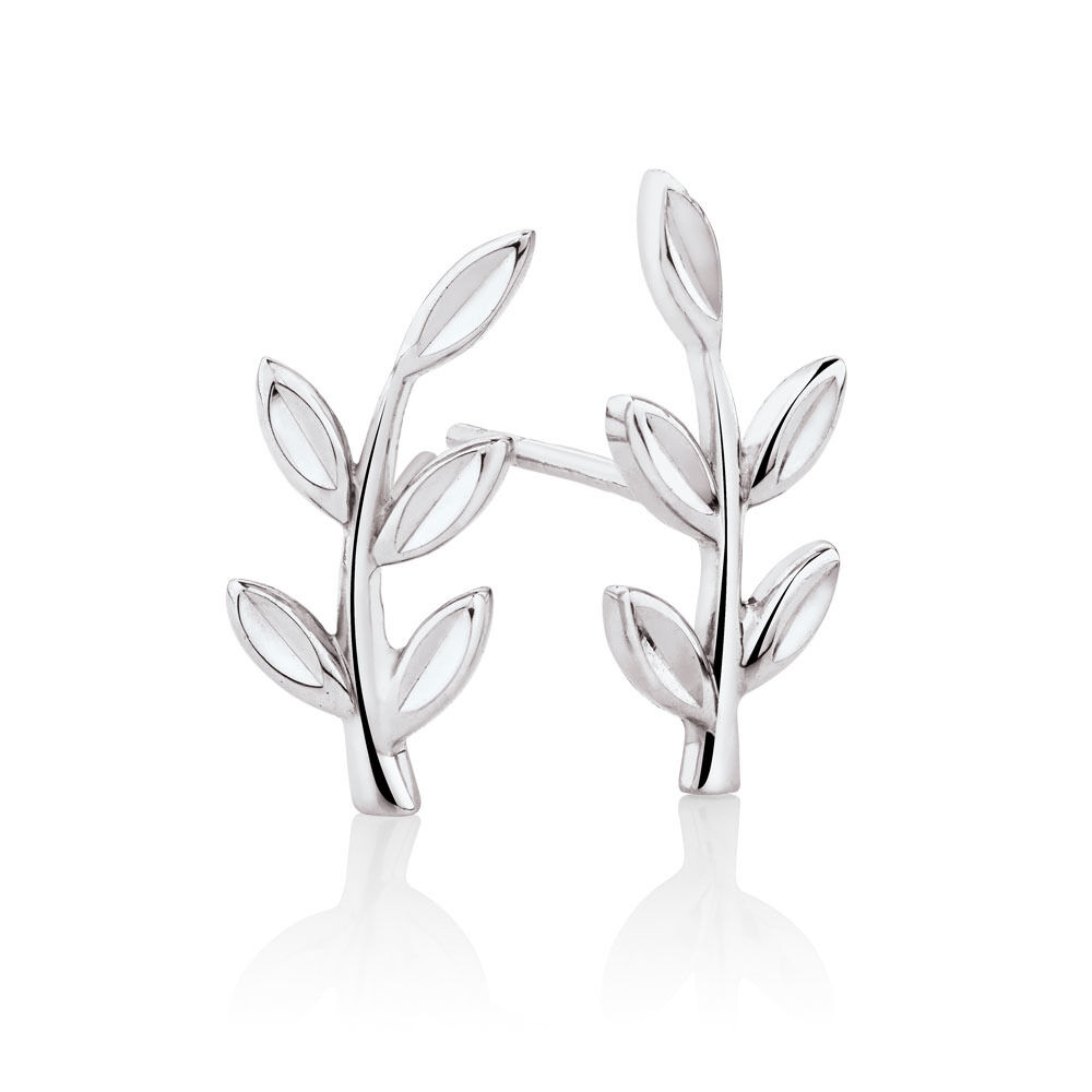 olive leaf hoop earrings