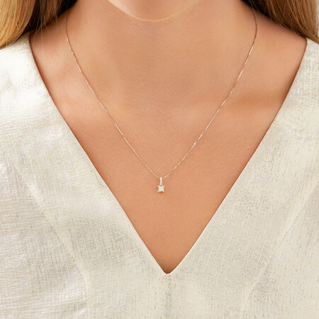Solitaire Pendant with a 1/4 Carat Diamond in 18kt White Gold Solitaire Pendant with a 1/4 Carat Diamond in 18kt White Gold
