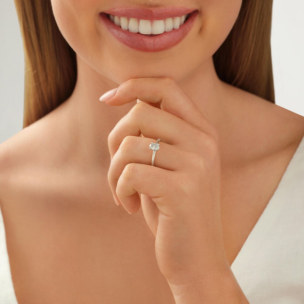 Certified Oval Solitaire Ring with 0.50 Carat TW of Diamonds in