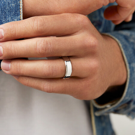 Flat Bevelled Wedding Band in 10kt White Gold Flat Bevelled Wedding Band in 10kt White Gold