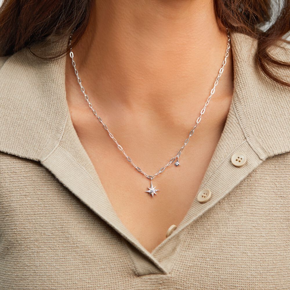 50cm North Star Necklace with Cubic 