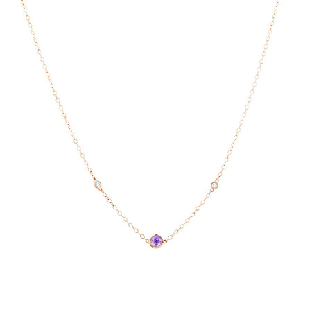 Pink Sapphire Necklace with Diamonds in 10ct Rose Gold