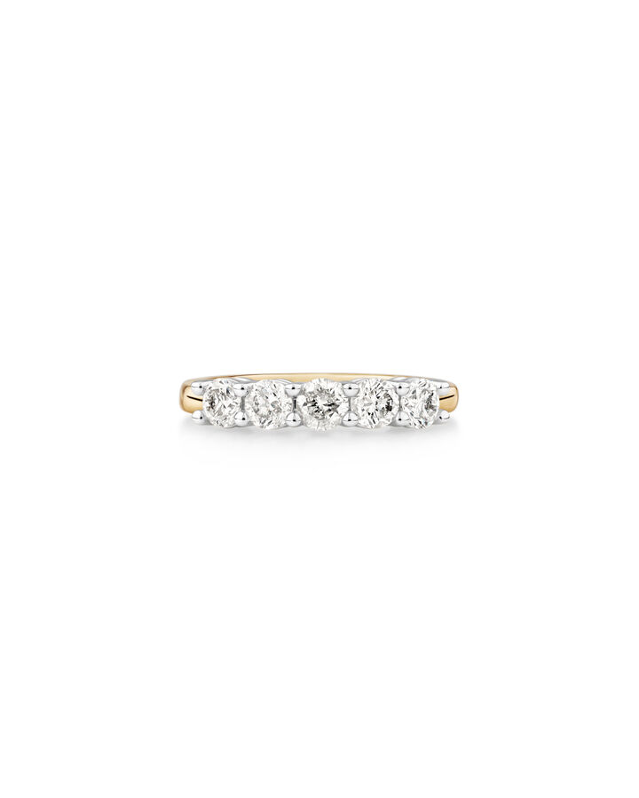 Evermore 5 Stone Wedding Band With 1 Carat Tw Of Diamonds In 14ct Yellow White