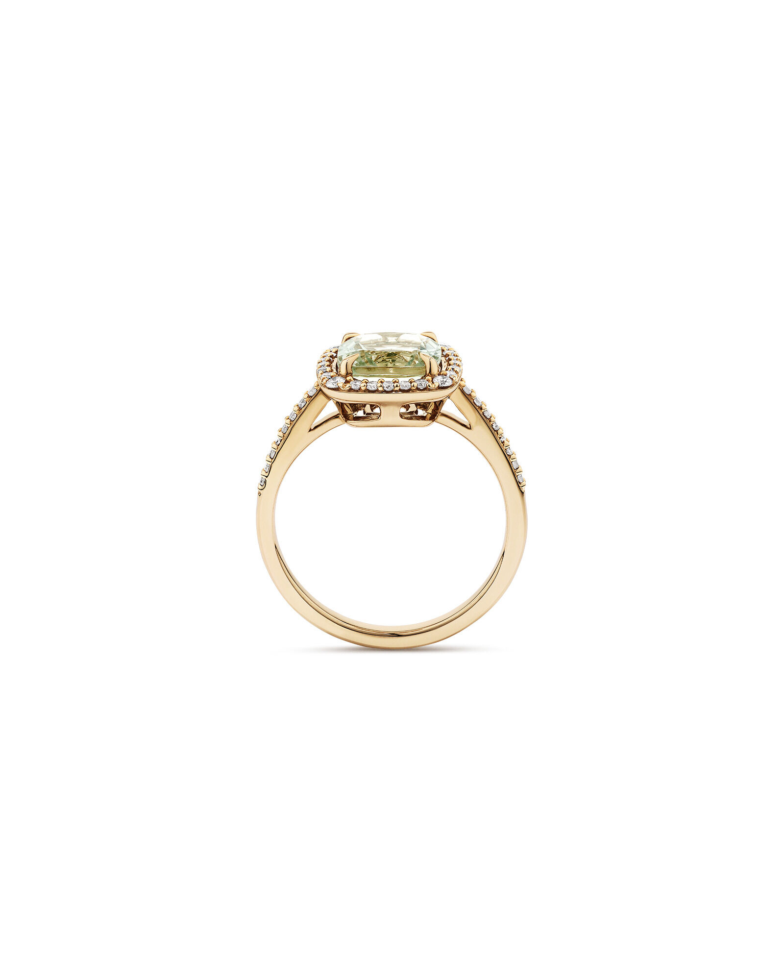 Green amethyst and diamond ring on sale