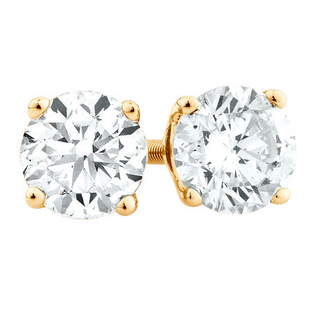 Stud Earrings with 3/4 TW of Diamonds in 18ct Yellow Gold