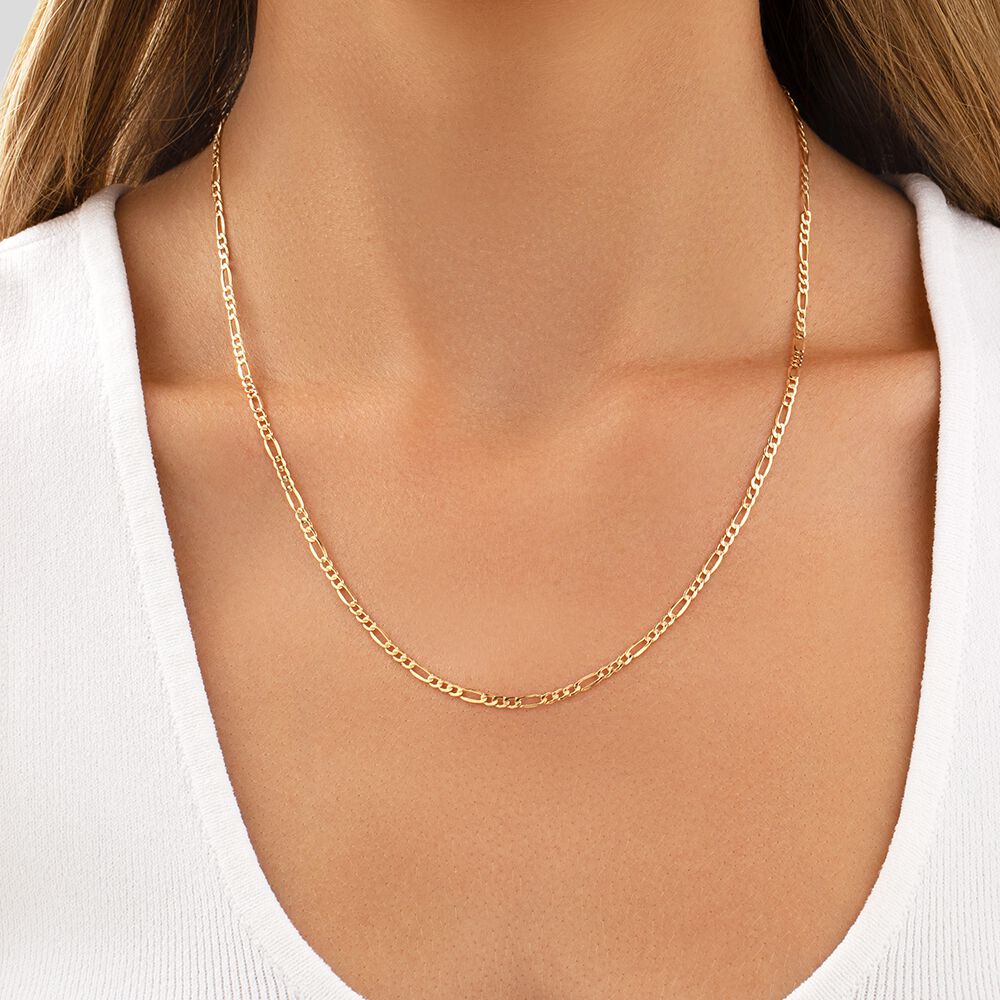 Hollow Figaro Chain in 10kt Yellow Gold