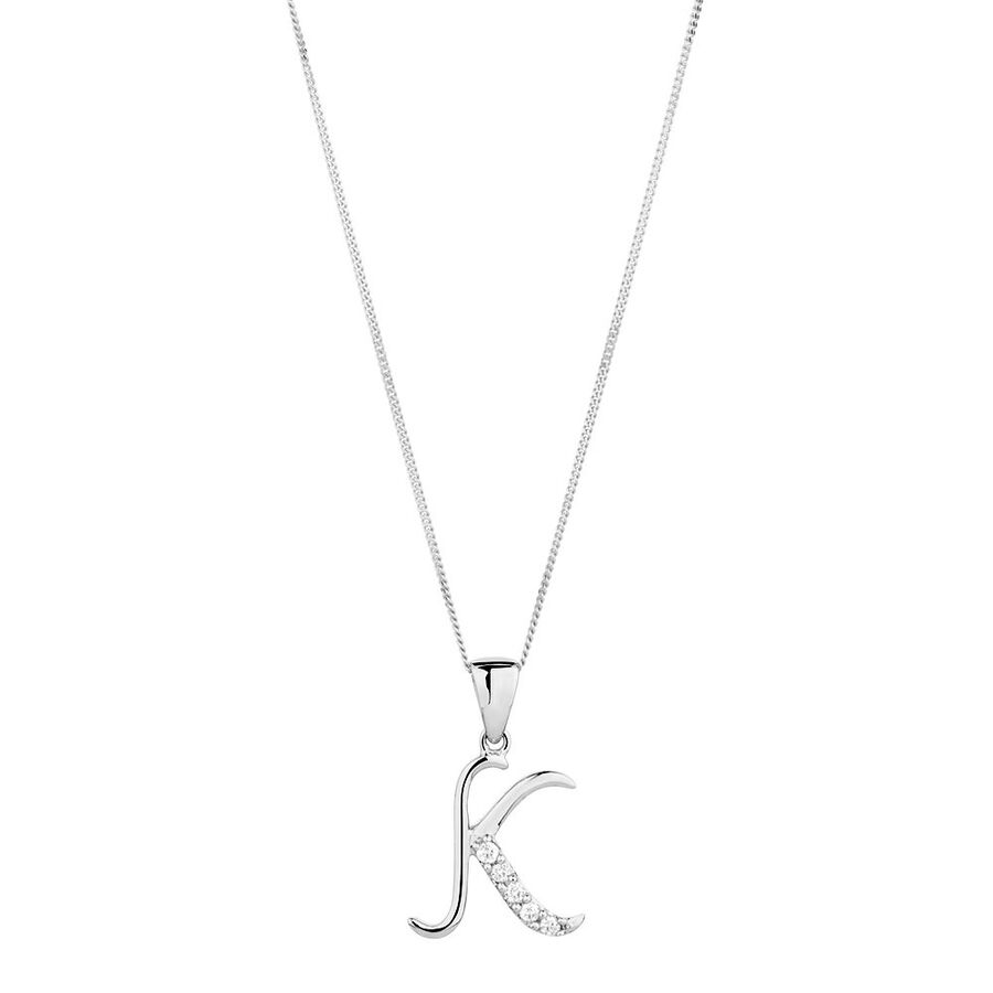 White gold diamond initial necklace clearance