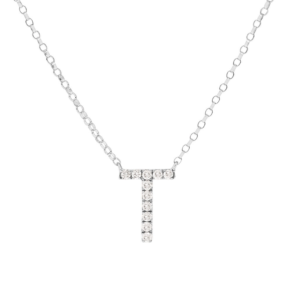 T Initial Necklace with 0.10 Carat TW 