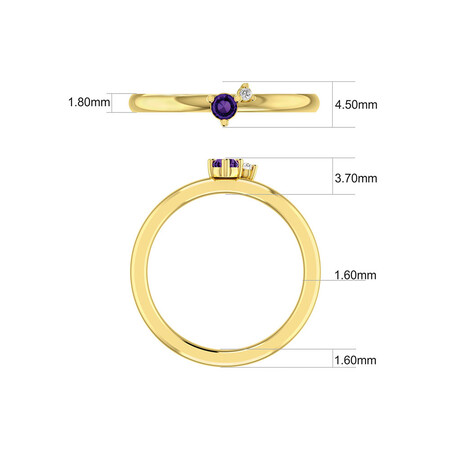 Stacker Ring with Diamond & Amethyst in 10kt Yellow Gold Stacker Ring with Diamond & Amethyst in 10kt Yellow Gold