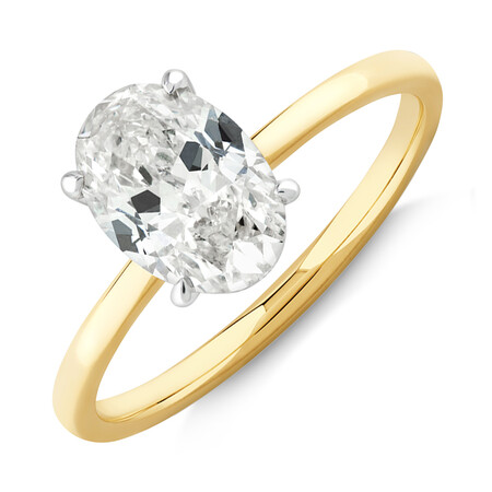 Southern Star Oval Solitaire Engagement Ring with a 1.50 Carat TW Diamond in 18kt Yellow & White Gold