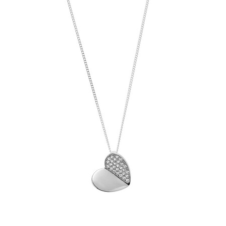 Heart Pendant with White Cubic Zirconia in Sterling Silver