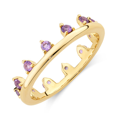 Zipper Ring with Natural Amethyst in 10kt Yellow Gold