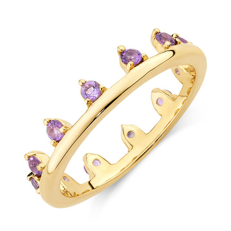 Zipper Ring with Natural Amethyst in 10kt Yellow Gold Zipper Ring with Natural Amethyst in 10kt Yellow Gold