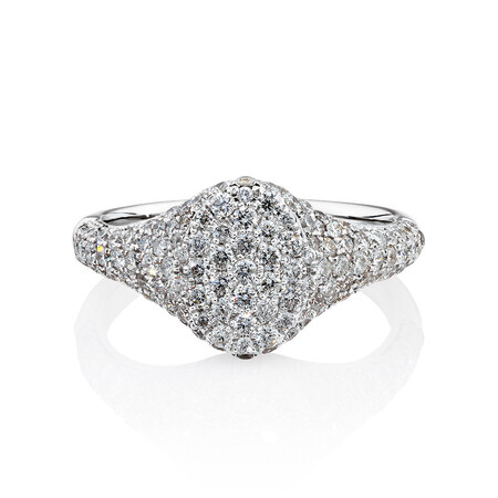 Signet Ring with 1 Carat TW of Diamonds in 10ct White Gold Signet Ring with 1 Carat TW of Diamonds in 10ct White Gold