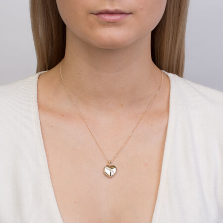 Heart Locket with Diamonds in 10ct Yellow Gold & Sterling Silver Heart Locket with Diamonds in 10ct Yellow Gold & Sterling Silver