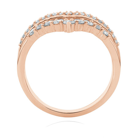 Three Row Chevron Ring with 0.75 Carat TW of Diamonds in 10ct Rose Gold Three Row Chevron Ring with 0.75 Carat TW of Diamonds in 10ct Rose Gold