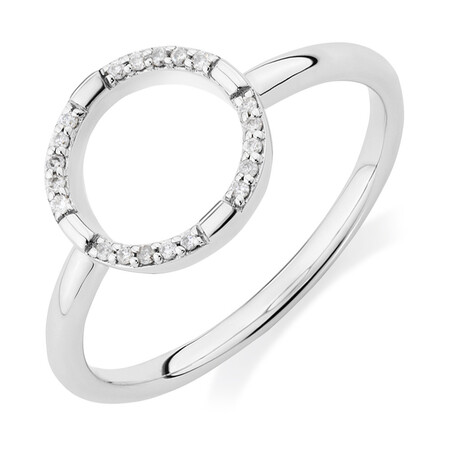 Open Circle Ring with Diamonds in Sterling Silver Open Circle Ring with Diamonds in Sterling Silver