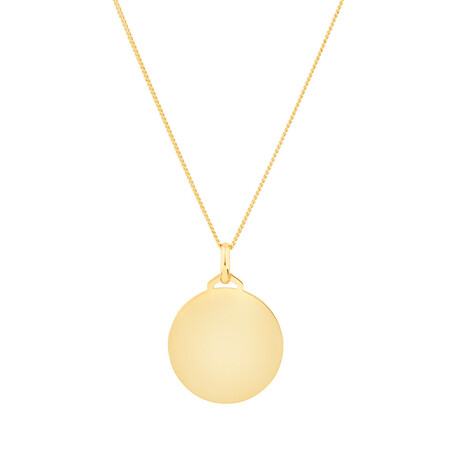 Disc Pendant In 10ct Yellow Gold Disc Pendant In 10ct Yellow Gold