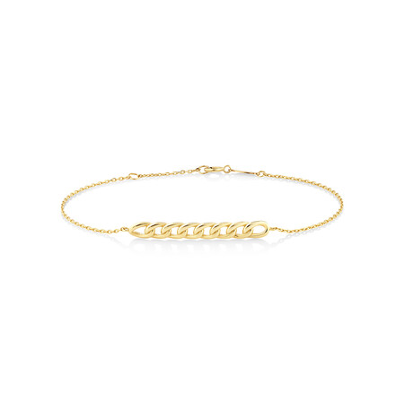 19cm Curb Bar Cable Chain Bracelet in 10kt Yellow Gold