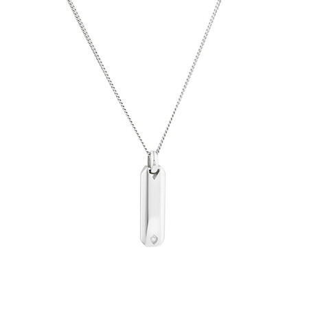 Bar Pendant with Diamonds in Sterling Silver