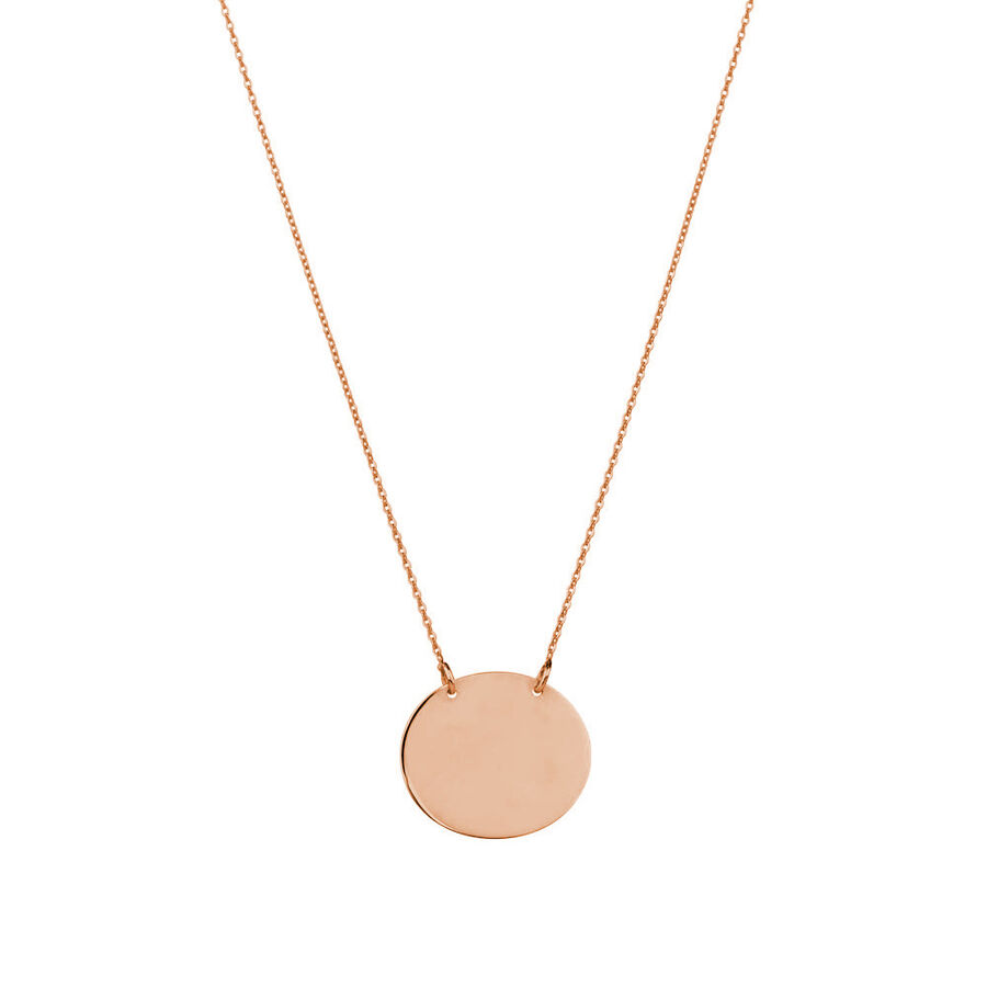 Oval Disc Necklace In 10ct Rose Gold