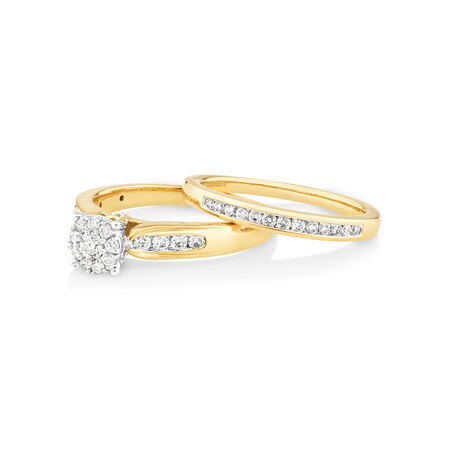 Bridal Set with 1/2 Carat TW of Diamonds in 10ct Yellow & White Gold