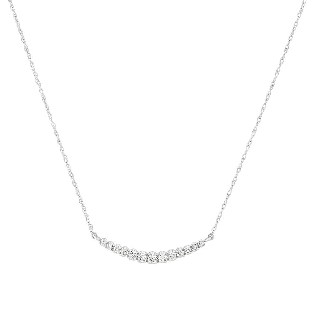 Graduated Bar Necklace with 0.20 Carat TW of Diamonds in 10kt White Gold