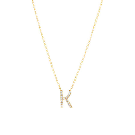 "K" Initial Necklace with 0.10 Carat TW of Diamonds in 10kt Yellow Gold