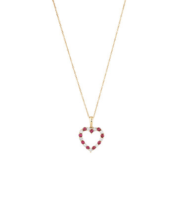 Natural Ruby Heart Pendant with 0.25 Carat TW of Diamonds in 10kt Yellow Gold Natural Ruby Heart Pendant with 0.25 Carat TW of Diamonds in 10kt Yellow Gold