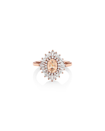 Ballerina Ring with 0.75 Carat TW of Diamonds & Morganite in 10ct Rose Gold