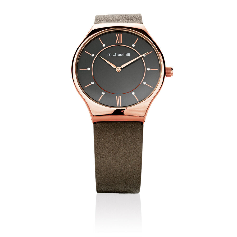 Ladies' Watch in Rose Tone Stainless Steel & Brown Leather