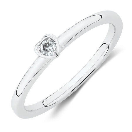 Heart Stacker Ring with Diamonds in Sterling Silver Heart Stacker Ring with Diamonds in Sterling Silver