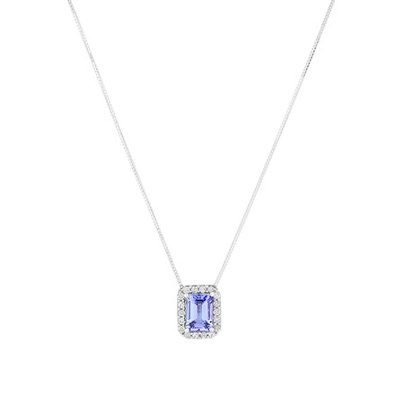 Pendant with Tanzanite & 0.17 Carat TW of Diamonds in 14kt White Gold