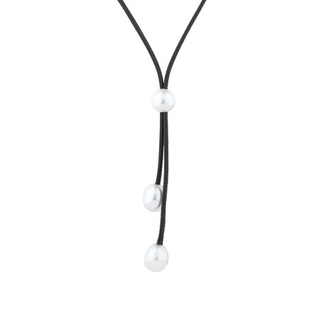 Lariat Necklace with Cultured Freshwater Pearls in Sterling Silver Lariat Necklace with Cultured Freshwater Pearls in Sterling Silver