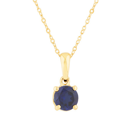 Pendant with Created Blue Sapphire in 10ct Yellow Gold Pendant with Created Blue Sapphire in 10ct Yellow Gold