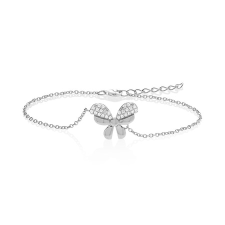 Bow Bracelet with White Cubic Zirconia in Sterling Silver Bow Bracelet with White Cubic Zirconia in Sterling Silver