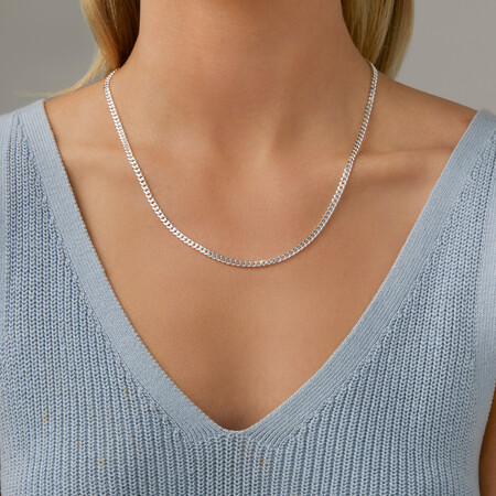 50cm (20") 3mm-3.5mm Width Curb Chain in Sterling Silver 50cm (20") 3mm-3.5mm Width Curb Chain in Sterling Silver