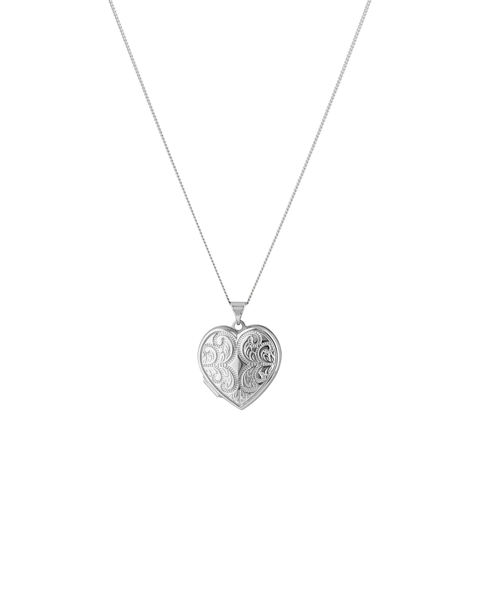Patterned Heart Locket in Sterling Silver