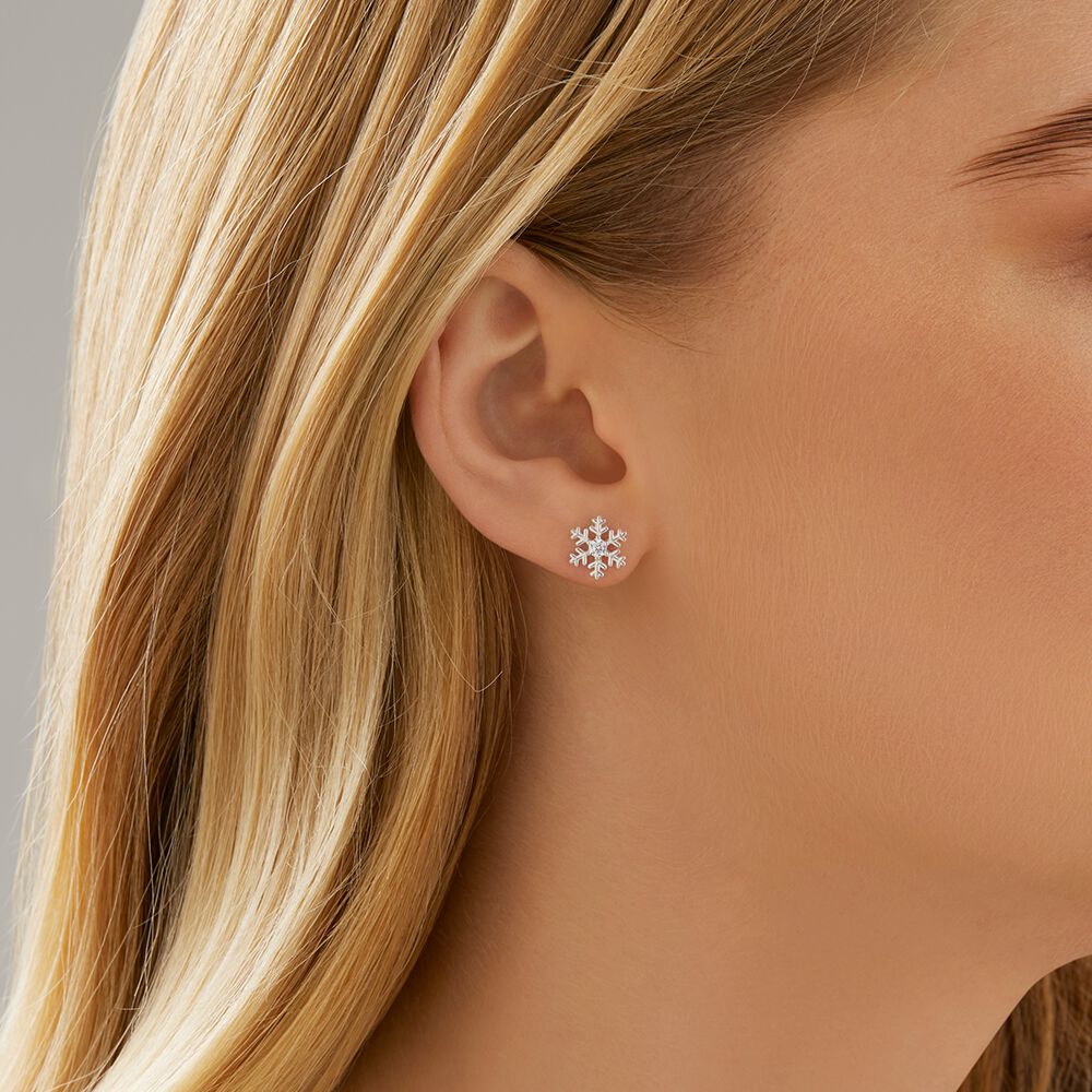 Snowflake gold earrings hot sale