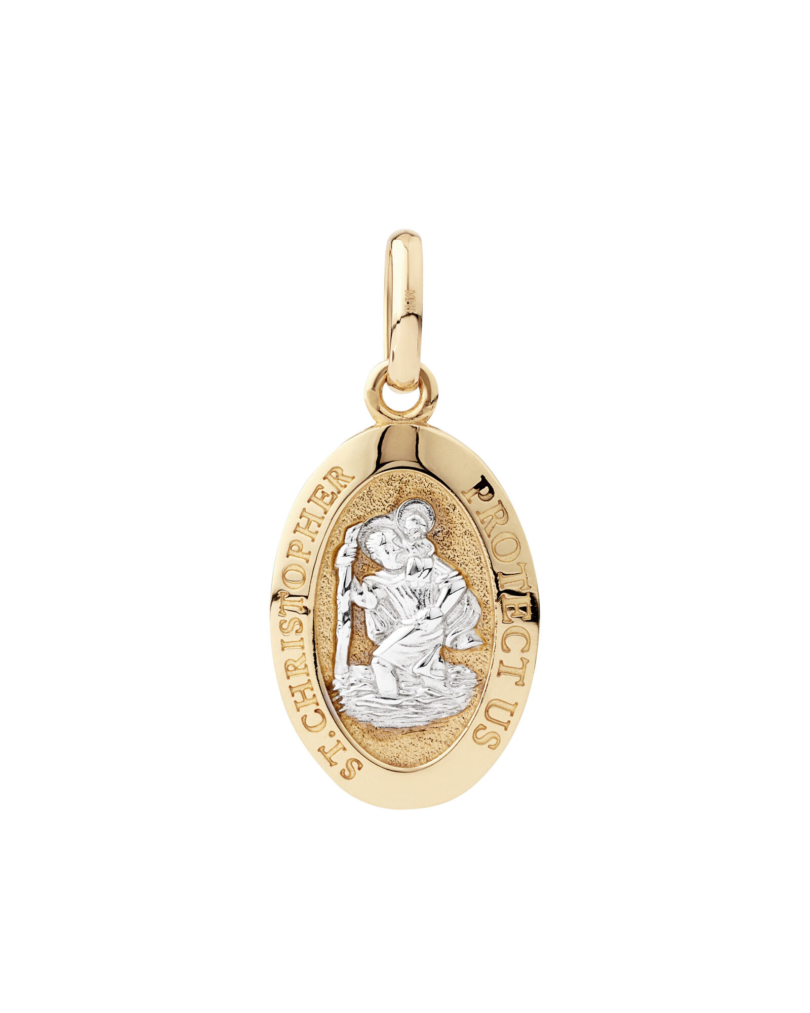 St Christopher Pendant in 10kt Yellow White Gold