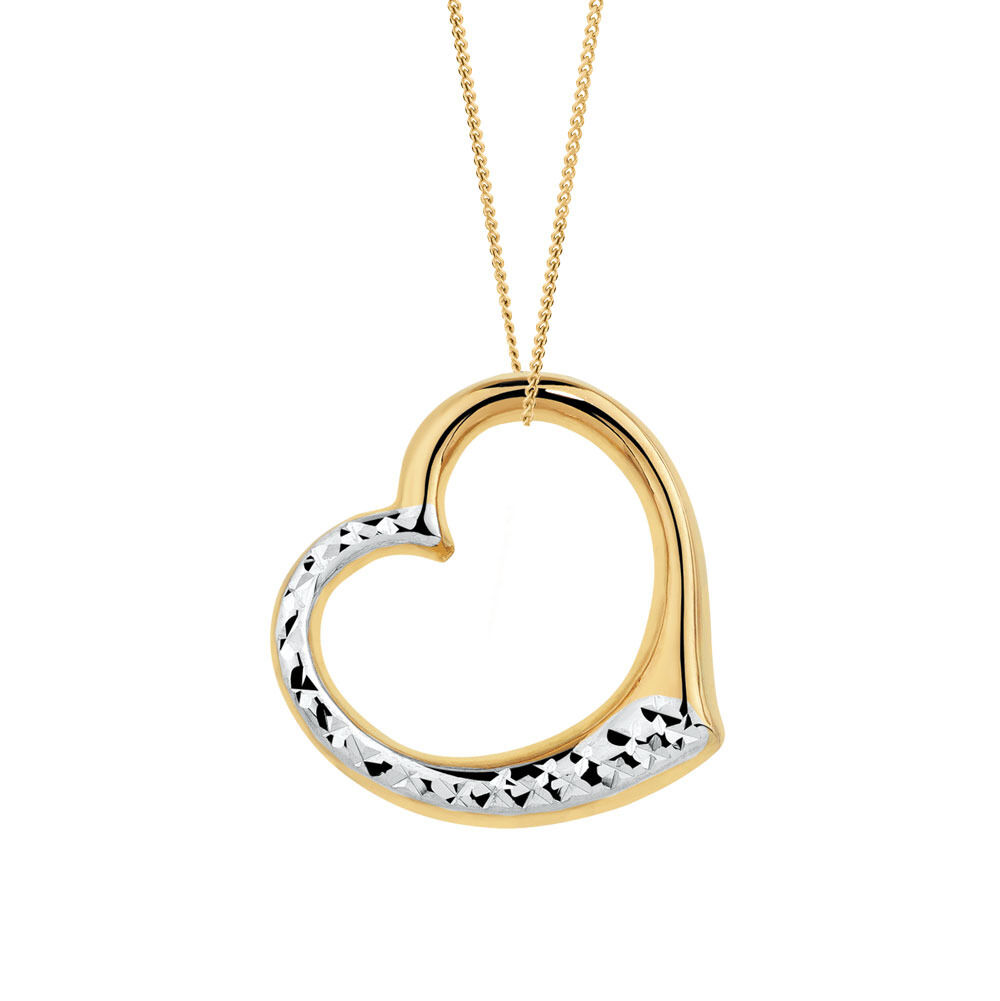 Heart Pendant in 10ct Yellow & White Gold