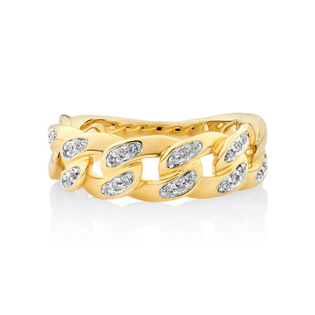 Link Ring with 0.15 Carat TW of Diamonds in 10ct Yellow Gold Link Ring with 0.15 Carat TW of Diamonds in 10ct Yellow Gold